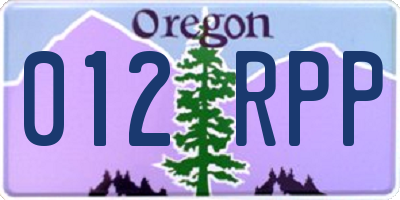 OR license plate 012RPP