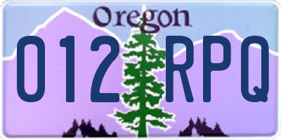 OR license plate 012RPQ