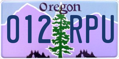 OR license plate 012RPU