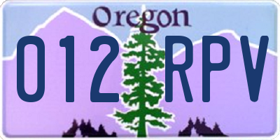 OR license plate 012RPV