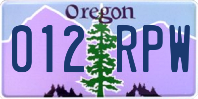 OR license plate 012RPW
