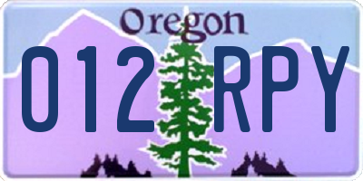 OR license plate 012RPY