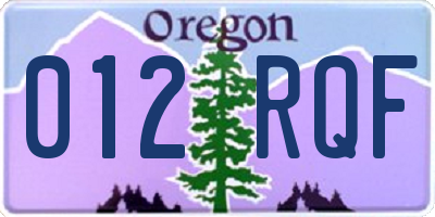 OR license plate 012RQF