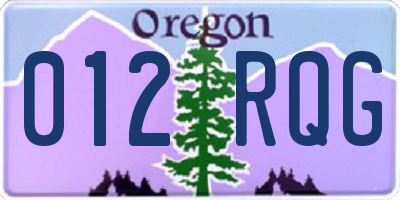 OR license plate 012RQG