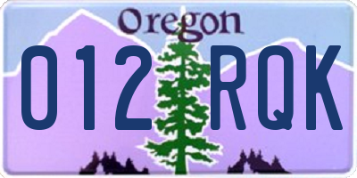 OR license plate 012RQK