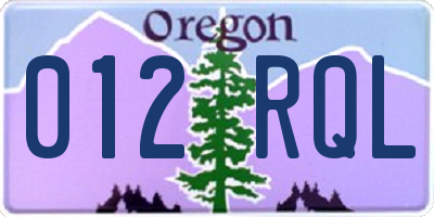 OR license plate 012RQL