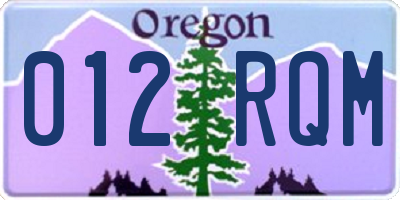 OR license plate 012RQM