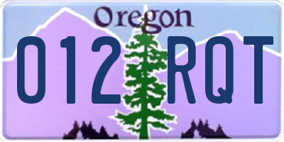 OR license plate 012RQT