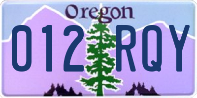 OR license plate 012RQY