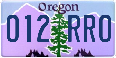 OR license plate 012RRO