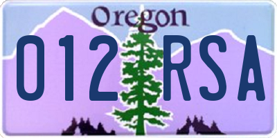 OR license plate 012RSA