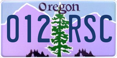 OR license plate 012RSC