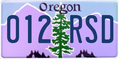 OR license plate 012RSD