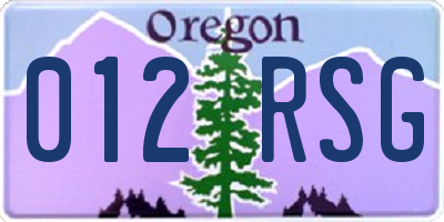 OR license plate 012RSG
