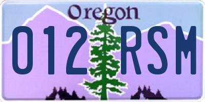 OR license plate 012RSM