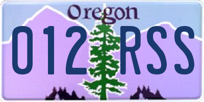 OR license plate 012RSS