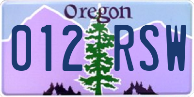 OR license plate 012RSW