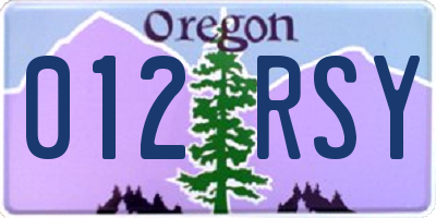 OR license plate 012RSY