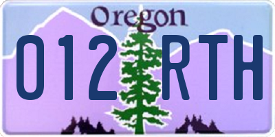 OR license plate 012RTH