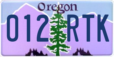 OR license plate 012RTK