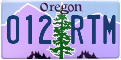 OR license plate 012RTM