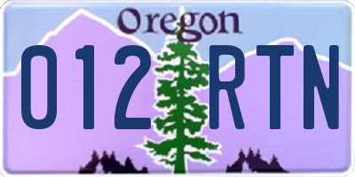 OR license plate 012RTN