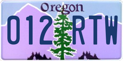 OR license plate 012RTW