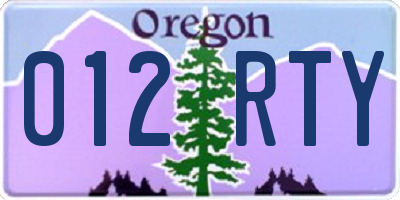 OR license plate 012RTY