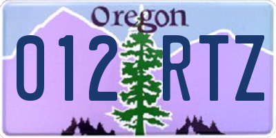 OR license plate 012RTZ