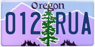 OR license plate 012RUA
