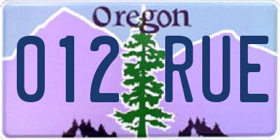 OR license plate 012RUE