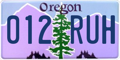 OR license plate 012RUH