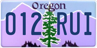 OR license plate 012RUI