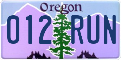 OR license plate 012RUN