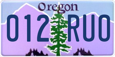 OR license plate 012RUO