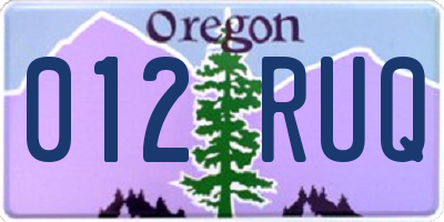 OR license plate 012RUQ