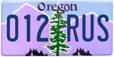 OR license plate 012RUS