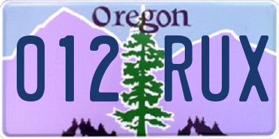 OR license plate 012RUX