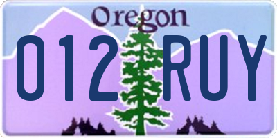 OR license plate 012RUY