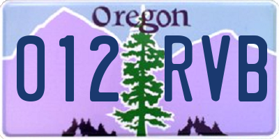 OR license plate 012RVB