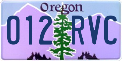 OR license plate 012RVC
