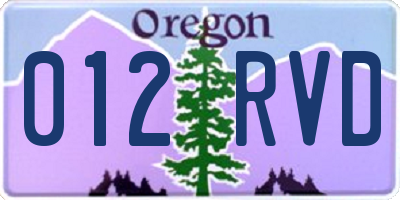 OR license plate 012RVD