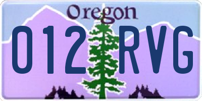 OR license plate 012RVG