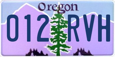 OR license plate 012RVH