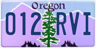 OR license plate 012RVI