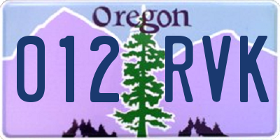 OR license plate 012RVK