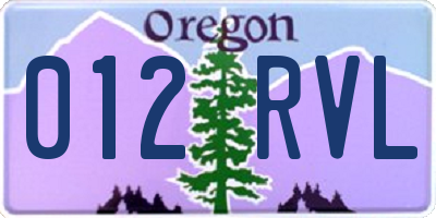 OR license plate 012RVL