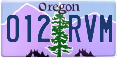 OR license plate 012RVM
