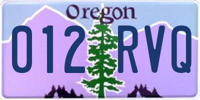 OR license plate 012RVQ