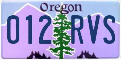 OR license plate 012RVS
